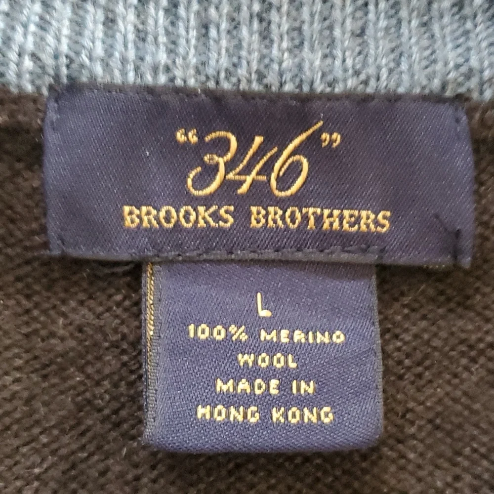 Vintage Brooks Brothers 346 Merino Wool Argyle Quarter Zip Pullover Sweater L